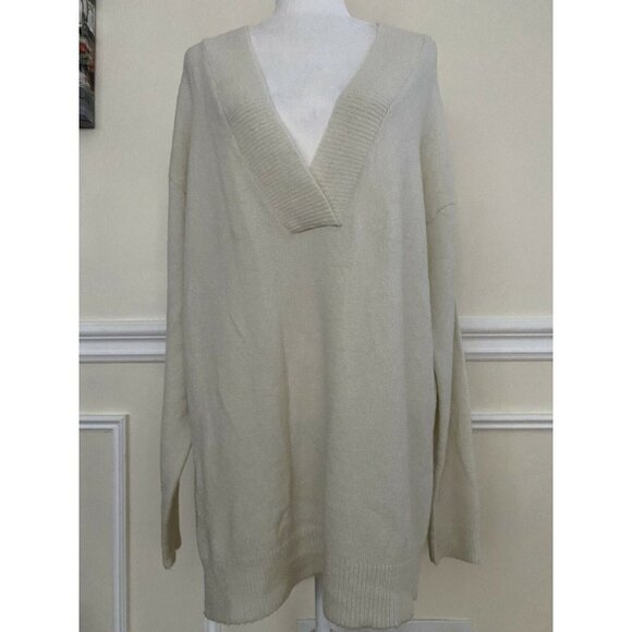 RDI Pearl Essence Sweater off white v neck size L Tunic Women - Picture 1 of 7